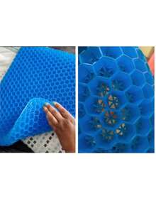 Cojin para Coxis y Ciatica Cojín de Gel de Nido de Abeja, Cojín Suave Que Puede Aliviar la Ciatica y el Dolor de Espalda, para Coche, Oficina, Computadora - Azul - Ver 8