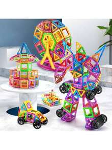 18pcs-146pcs Children's Magnetic Building Block Toys, Children's Large-Sized Magnetic Building Blocks, Design Building Toys For Boys And Girls, Suitable For Children Aged 3-12, STEM Toys, Magnetic Designer Building Board Puzzle Toys