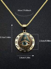 1pc Vintage Fashion Evil Eye Pendant Necklace, Retro Personalized Golden Necklace Suitable For Men And Women, Daily Wear, Party, Performance - Vàng - Xem 5