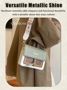 Fashionable Crossbody Bag For Women, Lightweight And Business Shoulder Bag, Casual Handbag, Contrasting Color, Small Square Bag, Wide Shoulder Strap, Perfect For Office, College, Work, Business, Commute, Outdoors, Travel, Outings - 彩色 - 查看 4
