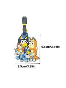 Bluey 1Pc Blueys Family And Friends Luggage Label Kawaii Luggage Tag Cartoon Bluey Bingo Dog Cute Coco Rusty Muffin Suitcase ID Address Holder Baggage Boarding Portable Party Favor Small Gifts Give Away