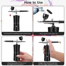Airbrush Nail With Compressor Portable Air Brush Nails Compressor For Nail Art Paint Painting Crafts Airbrush Compressor Kit - Multicolor - View 7