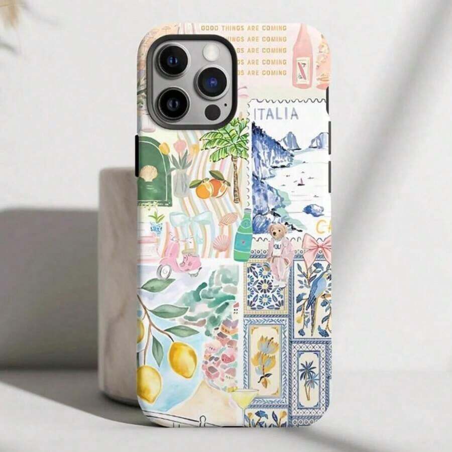 Phone 1PC Coquetttee Italian Summer Collage Phone, Coastal Italy Phone, 16 15 14 13 12 11 Pro ...Her, Mom - 白色 - 查看 1