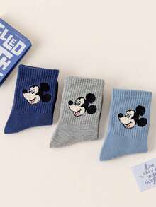Disney 3/6双装儿童可爱袜子，秋冬男童船袜，韩版卡通女童春秋款，婴儿学生袜，儿童婴儿袜 - 彩色 - 查看 4