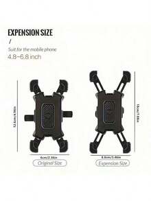 1pc Black 4-Claw H-Type Stable Bicycle/Motorcycle Phone Holder, 360° Rotation, Fits 4.5"-7" Smartphones, Anti-Shock Anti-Drop Universal - Black - View 3