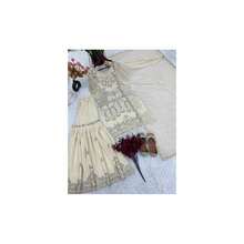 Cream Beige Wedding Wear Gharara Suit Set UK Next Day - Multicolor - View 2