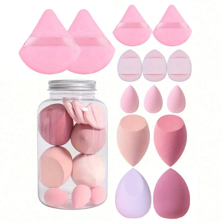 14 pezzi Set di spugne per trucco in velluto con tubo | Cuscinetti per cipria e mini cuscinetti | Senza lattice per bagnato/asciutto, trucco, economico, decorazione della stanza, vanità, viaggio, camera da letto, accessori per il trucco, cuscinetto, miscelatore per trucco, cuscinetto per cipria, spugna per trucco