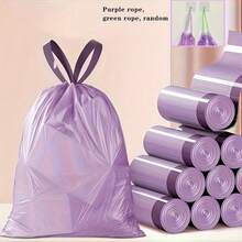 100pcs Purple Drawstring Trash Bags - Thickened Leak-Proof Disposable Plastic Garbage Bags, Convenient To Carry, Suitable For Kitchen, Bathroom, Bedroom, Living Room And Bathroom