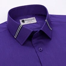 Men's Slim Fit Long Sleeve Microfiber Shirt - Màu tím đậm - Xem 2