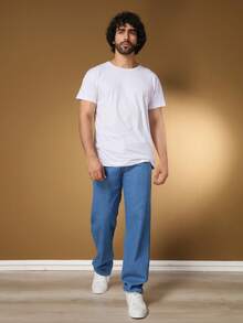 Barão Balão Men's Jeans, Wide Leg Model - Mint Blue - View 2