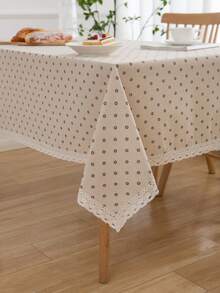 1pc Coffee Color Daisy Lace Tablecloth, Pastoral Fresh Style, Suitable For Romantic & Cozy Ambiance, Holidays, Parties, Weddings, Home Decor, All Seasons - Multicolor - View 6