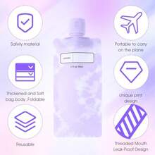 QY 6 PCS Travel Shampoo Pouches Refillable 3 OZ Liquid Pouches For Toiletry 90 Ml Empty Squeeze Pouch Portable Liquid Container For Hand Soap Lotion Face Cream 8502 - 如圖 - 查看 2