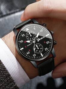 套装包含1块黑色圆形石英表和3条手链，休闲时尚礼品套装，适合学生返校季使用。 - 黑色 - 查看 2