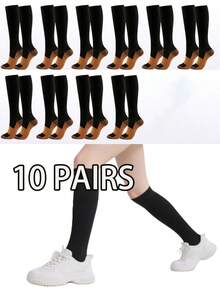 (10 Pairs) High-Top Compression Socks For Women And Men Suitable For Running, Hiking, Trekking, Fitness, Travel, Cycling, And Other Sports And Compression Sockings For Halloween, Christmas, Birthdays, And Gifts. - 彩色 - 查看 2