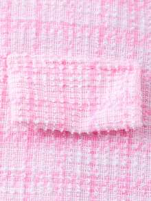 女童长袖格子撞色网眼优雅连衣裙（配包） - 粉色 - 查看 5