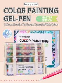 Languo 162 Color Neutral Pen Premium Set, Student Drawing Special Drawing Coloring Painting Gel-Pen 0.6mm Signature Pen, Color Markers To Make Notes High Capacity Handbook Pen Diy Stackable Color Drawing Ins Style Anime Cartoon Coloring Hand Drawing Pen