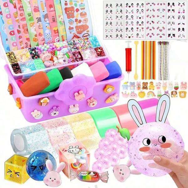 Nano Putty Squeezy Toy, Bubble Blowing Goo Cream DIY Glow-In-The-Dark Nano Tape Children's Scrapbooking Set Glow-In-The-Dark Tape Set Best Gift For Kids