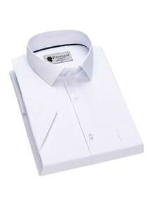 38% Bamboo Fiber, 62% Polyamide, Slim Fit Dress Shirt - Formal/Casual Shirt With Contrast Details On Collar And Cuffs, Breathable Cotton Blend For Everyday Business Wear - Branc - 查看 1