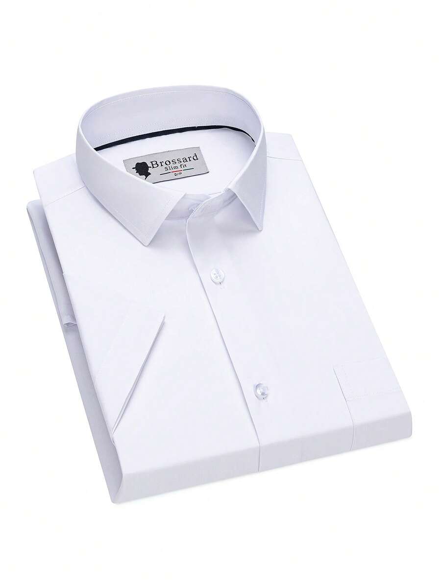 38% Bamboo Fiber, 62% Polyamide, Slim Fit Dress Shirt - Formal/Casual Shirt With Contrast Details On Collar And Cuffs, Breathable Cotton Blend For Everyday Business Wear - Branc - View 1