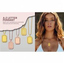 Rose/Gold-Plated Initial Necklace For Men And Women, A-Z 26 Letters Personalized Name Necklace, Random Delivery, Mystery, Square Double-Sided Engraved Pendant, Adjustable Size, Fashion Jewelry Gift - 1 件金色隨機 - 查看 7