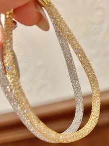 1 chiếc vòng tay chuỗi dệt nhấp nháy trang sức nữ cho phụ nữ bạc 925 vòng tay tinh tế quà tặng trang sức cao cấp cho bạn gái trang trí hẹn hò hàng ngày cho chị em tình bạn - Vòng tay bện - Xem 4