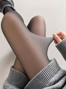 Solid Minimalist Tights Women Spring Autumn High Waisted Sexy Stockings Thin Translucent Pantyhose Slim Fitting Tights Super Elastic Tight (Suitable 15-20℃), Cozy