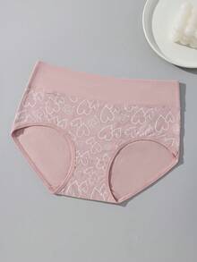 10-Piece Set For Pink Heart Print Autumn And Winter Underwear Women, Soft And Comfortable High Waist Panties For Women Underwear,Available In S-XXL Size, Suitable For Women Of All Body Types High Cotton Underwear,Cute Print Suitable For Women Of All Ages - 粉色 - 查看 10