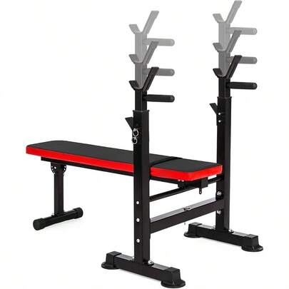 Steel Weight Bench W/ Squat Rack In Multiple Colors, 400 Lb User Capacity - Foldable Home Gym Equipment For Range Of Workouts W/ 6-Position Barbell Holder & Adjustable Seat And Recliner