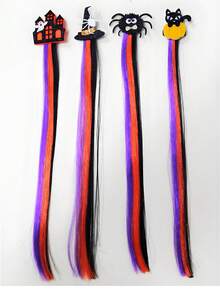 Adorable conjunto de accesorios para el cabello con temática de Halloween - Incluye diseños de castillo, sombrero de bruja, araña, gato negro y calabaza en un esquema de colores morado, naranja y negro. Ya sea para una fiesta o para ir a pedir dulces, ¡este conjunto te convertirá en la estrella del espectáculo!