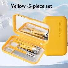 1 Set Of 14-Pcs Modern Stainless Steel Nail & Foot Care Tool Kit, Including Nail Clippers And Grooming Tools, With Portable Storage Case - Unisex Manicure Set, Fragrance-Free, No Electricity Or Battery Required