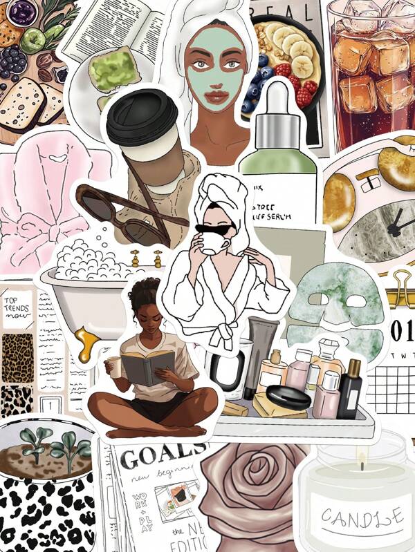 50Pcs Exquisite Girl Stickers Waterproof PVC Gift Cartoon Decoration Scrapbook Laptop Luggage Guitar Water Cup Phone Case DIY Decal