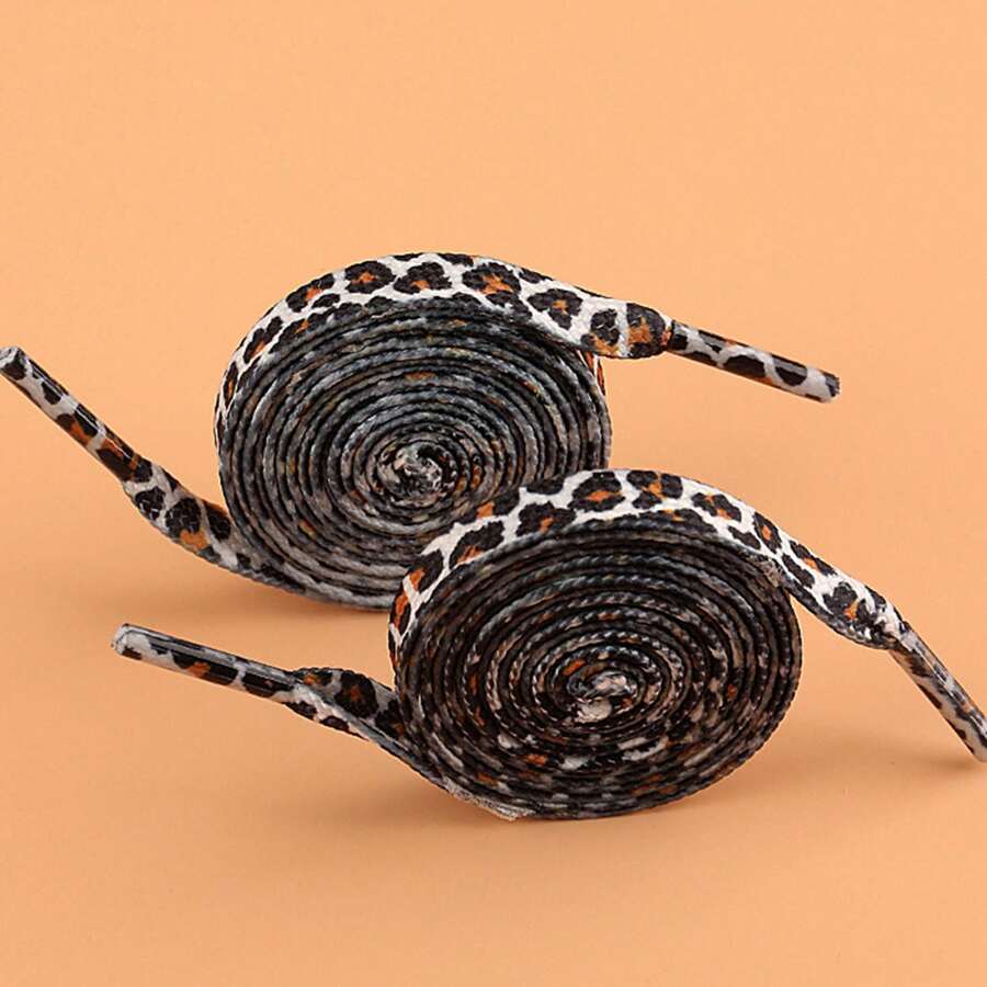 1 Pair Leopard Print Canvas Flat Shoes With Shoelace, Casual Sports Shoes For Women, Black & Multi-Color Women Men Sneakers Shoes, Casual Shoes,White Shoes