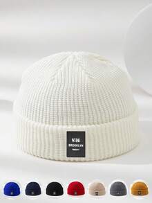 1 pieza Gorro de punto fino, suave y cómodo para otoño/invierno, adecuado para uso casual al aire libre, ideal para combinar con atuendos de otoño y como regalo