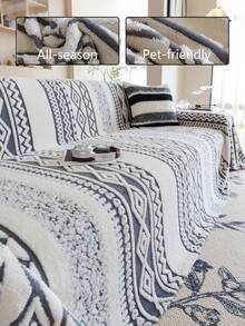 1 vỏ bọc ghế sofa phong cách Bohemian, chất liệu ấm áp mùa đông, mềm mại và thân thiện với da, thân thiện với thú cưng, chống trượt, chống bụi bẩn, chống trầy xước, có thể giặt bằng máy, phù hợp với mọi mùa, có thể sử dụng làm ghế sofa ngoài trời, phù hợp với ghế sofa 1 chỗ ngồi, 2 chỗ ngồi, 3 chỗ ngồi, 4 chỗ ngồi - Xám - Xem 5