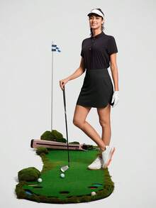 ISEEGZ Womens High Waisted Golf Athletic Skirts Breathable Tummy Control Tennis Skorts For Women With Pockets And Shorts Casual - 黑色 - 查看 5