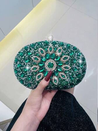 Lightweight, Business Casual Rhinestone Decor Bucket Bag Mini Design, Evening Bag, Dinner Bag Glamorous, Elegant, Exquisite, Quiet Luxury Rhinestone For Party Girl, Woman, Bride Perfect For Party, Dinner/Banquet Christmas Party Dress, Glamorous Rhinestone Bag, Perfectly Matching With Bridal Party