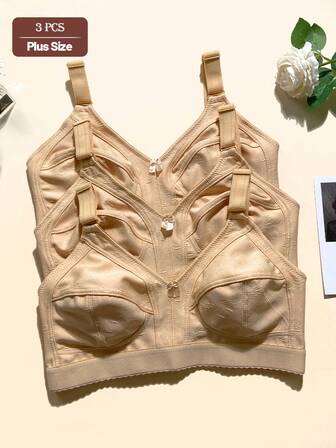 3 件套花卉印花休闲装 - 舒适简约休闲装 - 运动休闲装 - 常规休闲针织面料 Bralette 大码女士内衣