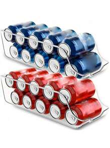 1 件透明可堆叠罐头收纳盒 - 节省空间的食品储藏室和冰箱储存，方便取用苏打水、汤和食物罐头，厨房收纳盒