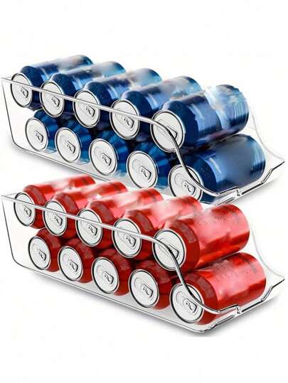 1pc Clear Stackable Can Organizer - Space-Saving Pantry & Fridge Storage, Easy To Access For Soda, Soup & Food Cans, Kitchen Organizer