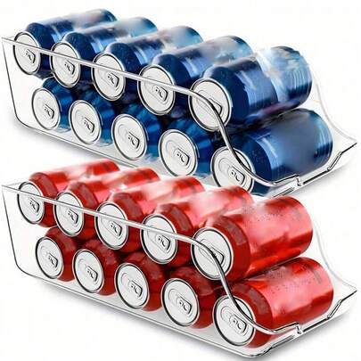 1pc Clear Stackable Can Organizer - Space-Saving Pantry & Fridge Storage, Easy To Access For Soda, Soup & Food Cans, Kitchen Organizer