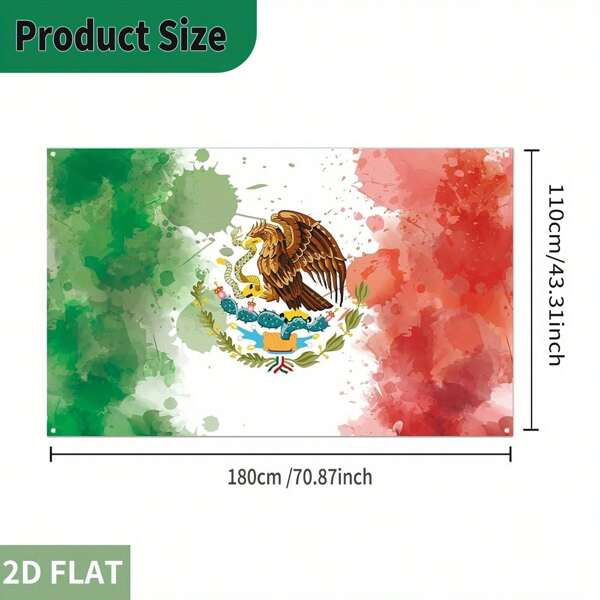 1 stuk 2D PLATTE Viva Mexico fotobanners als achtergrond, Mexicaanse onafhankelijkheidsdagfeestdecoraties en benodigdheden voor thuis, geen stroom nodig, hangende vlaggenbanner voor fotohokje