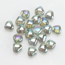 50颗/包 8毫米/10毫米中心孔玻璃心形珠，DIY珠宝配件，镀金散珠，适用于项链、手链、耳环等。 - 8mm中孔光面桃心 - 查看 32