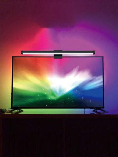 1 قطعة مصباح أجواء ألعاب لشاشة المراقبة، مصباح شاشة عرض الكمبيوتر RGB معلق بإضاءة خلفية متعددة الألوان للكمبيوتر المكتبي، بدون وهج الشاشة، حماية للعين للاستخدام المنزلي