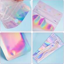 YQ 100 Pcs Pen Packaging Bags For Small Business Resealable Foil Pouch Bag For Pens Holographic Ziplock Smell Proof Storage Bags For Packaging Lipgloss Jewelry Cosmetic Candy 2.4x9 Inch YQ - 銀色 - 查看 4
