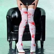 1 双万圣节过膝袜、长筒袜、万圣节过膝袜、万圣节角色扮演节袜子、万圣节搞笑恶作剧袜、万圣节派对服装道具、圣诞节 - 彩色 - 查看 2