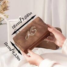 Personalized Waffle Travel Cosmetic Bag, Custom Embroidered Toiletry Bag, Bridesmaid Gift, Gift For Mom, Design, Material, Cute, Contracted, Funny, Kawaii, Y2K, Minimalist, Commuting, Business Casual, Basics, Custom, Personalized, Customized, Ideal Gifts For Him, Her, Friends, Girlfriend, School Supplies, Back To School,New Year Glamour - Multicolor - View 8