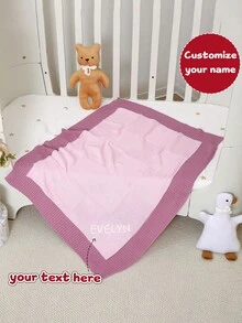 Customizable Embroidered Name Casual Minimalist Children's Knitted Blanket, Baby Blanket, Thick Throw Blanket - Light Pink - View 4