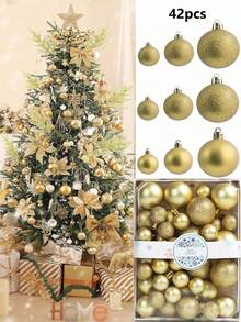 42 Stücke Weihnachtsparty dekorative Kugeln, Weihnachtskugeln zum Aufhängen, Weihnachtsschmuck, Plastikkugeln, Hängedekokugeln, Weihnachtsdekoration, geeignet für Weihnachtsbaum Szene Dekoration, Heimdekoration, Outdoor-Dekoration, Feiertagsparty Dekoration, Weihnachtsparty Zubehör, weihnachtliche festliche Hängeornamente, Event Party Geschenke, Weihnachtskugel Geschenkset, Frohes Neues Jahr, Geschenk für Freunde und Familie Raumdekoration Winterweihnachtsdekoration Weihnachtsgeschenke Weihnachtsdekoration - Verschiedenfarbig - Übersicht 4