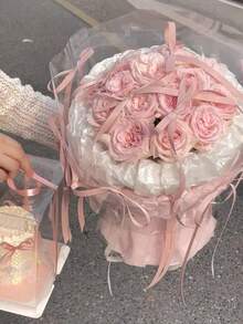 10/20pcs Ribbon Bow Cake Decorations, Silk Cake Skirt, Graduation Cake Toppers, Birthday Party Table Decorations,Birthday Cake Topper Balletcore Birthday Cake Topper Black Bow Ribbon Cake Decoration For Birthday Shower Wedding Party - Multicolor - View 8