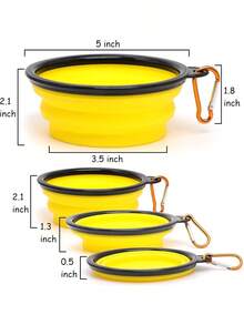 Portable Pet Travel Bowl - Collapsible Dog & Cat Food/Water Dish With Carabiner (1-Piece) - 隨機顏色 - 查看 2